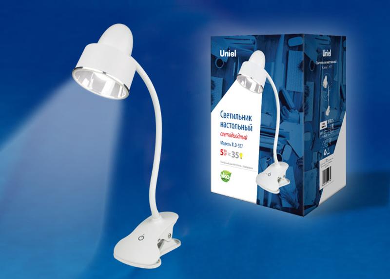 Светильник настольный TLD-557 Beige/LED/350Lm/5500K/Dimmer «прищепка» 5W сенсор Белый