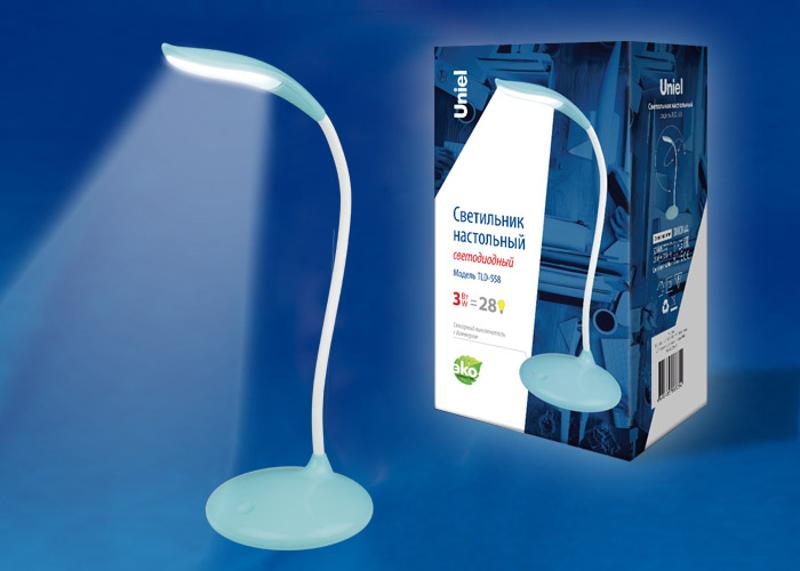 Светильник настольный TLD-558 Blue/LED/280Lm/5000K/Dimmer 3W сенсор Голубой