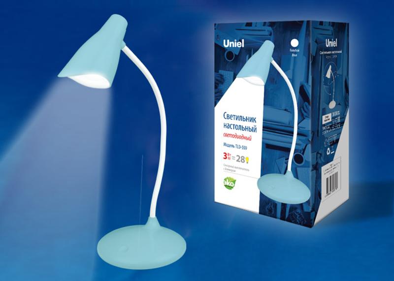 Светильник настольный TLD-559 Blue/LED/280Lm/5000K/Dimmer 3W сенсор Голубой