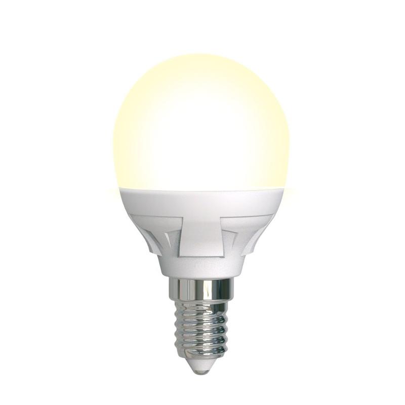 Лампа светодиодная LED-G45 7W/3000K/E14/FR/DIM PLP01WH LED, димм.. «шар», мат, серия Яркая, пр-во Россия, 3000К .