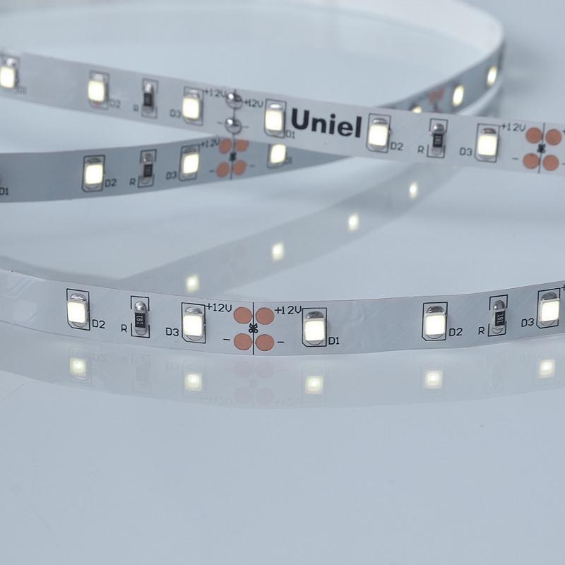 Лента светодиодная холодный белый свет 6500K ULS-M11-2835-60LED/m-8mm-IP20-DC12V-4,8W/m-5M-6500K PROFI