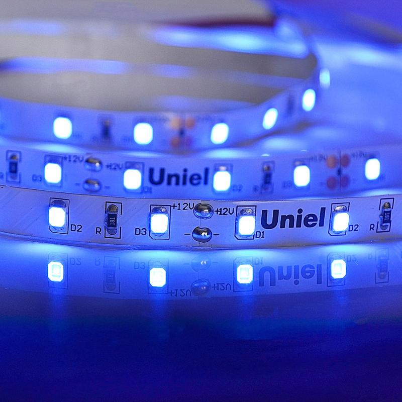 Лента светодиодная синий свет ULS-M11-2835-60LED/m-8mm-IP20-DC12V-4,8W/m-5M-BLUE PROFI