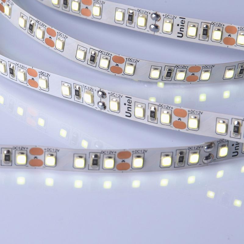 Лента светодиодная холодный белый свет 6500K ULS-M13-2835-120LED/m-8mm-IP20-DC12V-9,6W/m-5M-6500K PROFI