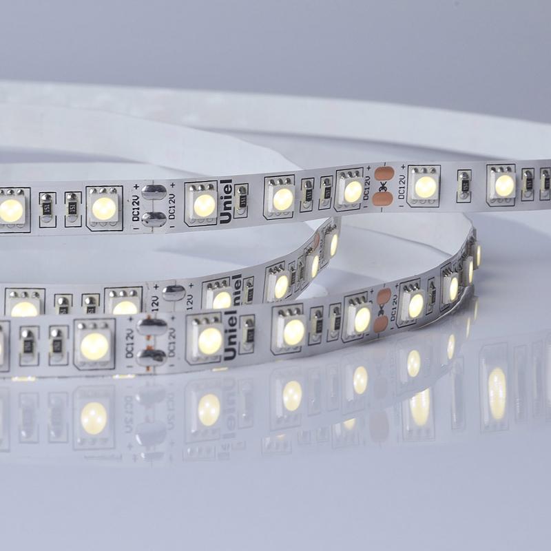 Лента светодиодная нейтральный свет 4000К ULS-M25-5050-60LED/m-10mm-IP20-DC12V-14,4W/m-5M-4000K PROFI