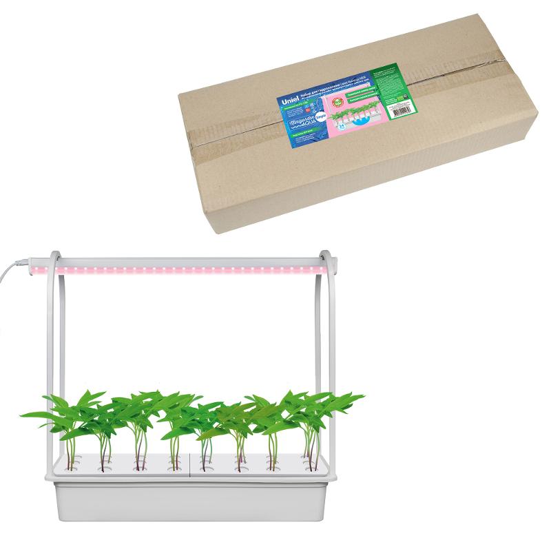 Набор для гидропоники "Минисад AQUA SIMPLE" св-к LED с подст, ULT-P44D-10W/SPLE IP20 AQUA SIMPLE WHITE спектр для фотосинт,белый