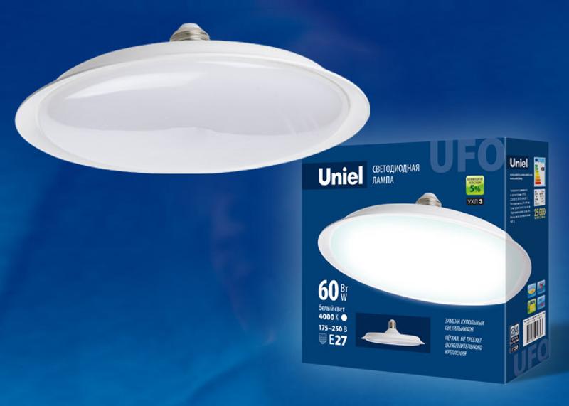 Лампа светодиодная LED-U270-60W/4000K/E27/FR PLU01WH LED мощная. «UFO», мат.. 4000К