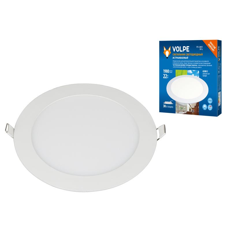 Светильник светодиодный встраиваемый. ULM-Q236 22W/6500K WHITE Дневной свет (6500К). Корпус белый.