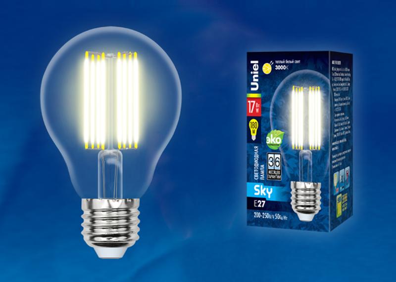 Лампа светодиодная LED-A70-17W/3000K/E27/CL PLS02WH LED. "груша" прозр. Серия Sky. 3000К .