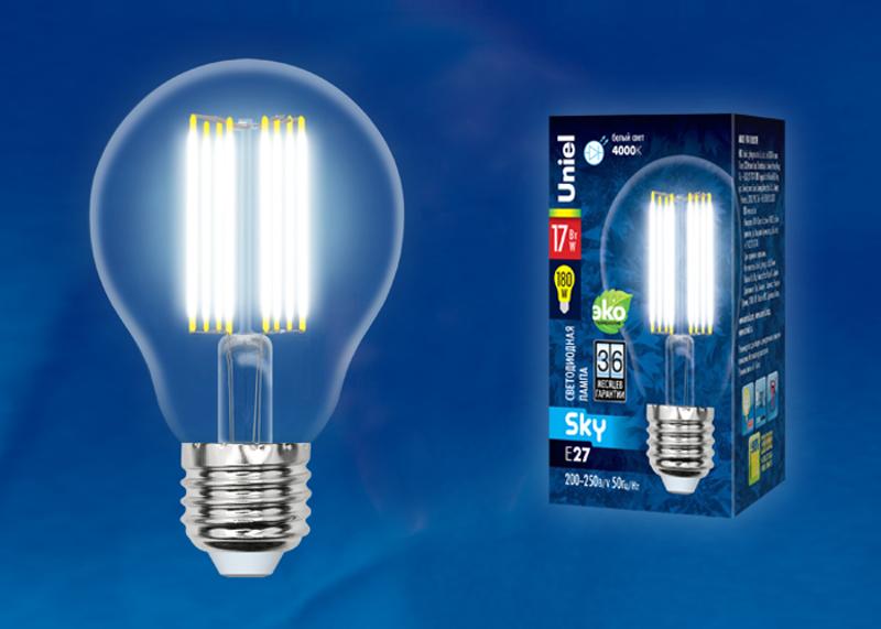 Лампа светодиодная LED-A70-17W/4000K/E27/CL PLS02WH LED. "груша" прозр. Серия Sky. 4000К .