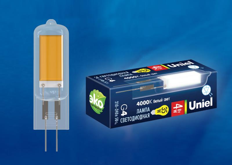 Лампа светодиодная LED-JC-220/4W/4000K/G4/CL GLZ08TR LED, прозр 4000К