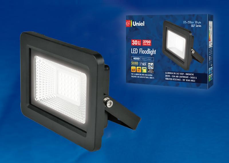 Прожектор светодиодный ULF-F19-30W/4000K IP65 175-250В BLACK 30вт, 4000К, черный