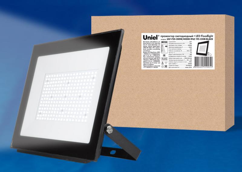 Прожектор светодиодный 200вт 4000К ULF-F20-200W/4000K IP65 195-250В BLACK