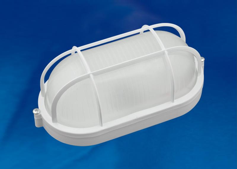 Светильник светодиодный пылевлагозащищен. для ЖКХ ULW-K24B 12W/6000K IP54 WHITE овал с решеткой 6000K 1200Лм 210Х105х85 мм белый