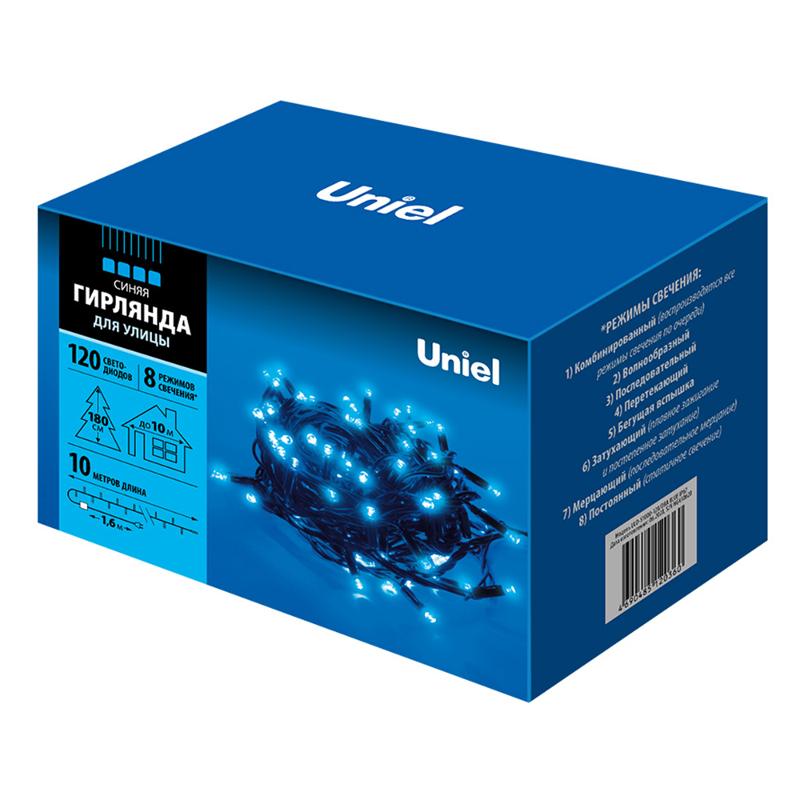 Гирлянда светодиодная  с контроллером  ULD-S1000-120/DBA BLUE IP67   10м. 120 диодов. синий свет. шнур черный.