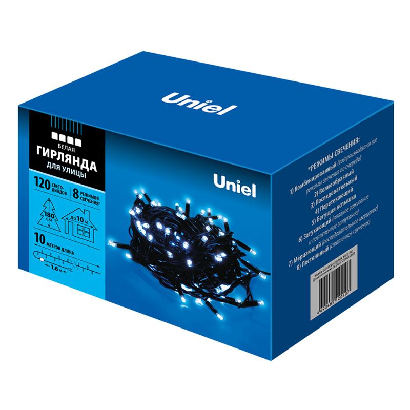 Гирлянда светодиодная  с контроллером  ULD-S1000-120/DBA WHITE IP67   10м. 120 диодов. белый свет. шнур черный.