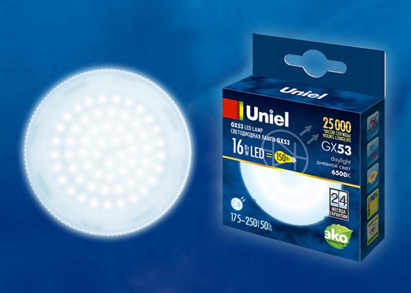 Лампа светодиодная LED-GX53-16W/6500K/GX53/FR PLZ01WH LED, матовая. 6500K