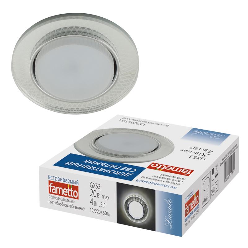 Светильник декор.встр Luciole DLS-L156 GX53 GLASSY/CLEAR 3D GX53 доп.LED подсветка 4Вт металл/стекл. зерк./прозр, эфф. 3D.