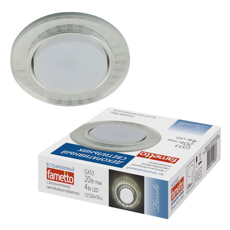 Светильник декор.встр Luciole DLS-L157 GX53 GLASSY/CLEAR 3D GX53 доп.LED подсветка 4Вт металл/стекл. зерк./прозр, эфф. 3D.