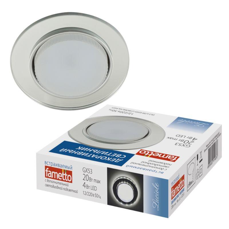 Светильник декор.встр Luciole DLS-L159 GX53 CHROME/GLASSY GX53 доп.LED подсветка 4Вт металл/стекл. Хром/зерк.