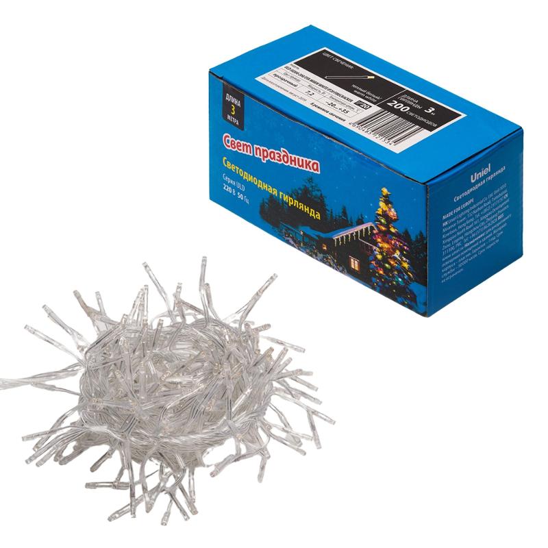 Гирлянда светодиодная  с контроллером Фейерверк  ULD-S0300-200/DTA WARM WHITE IP20 FIRECRACKER  3м 200 диодов 3000К шнур прозр