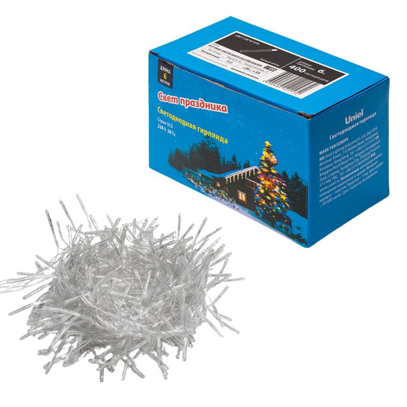 Гирлянда светодиодная  с контр. «Фейерверк» ULD-S0600-400/DTA WHITE IP20 FIRECRACKER   6м. 400 диодов. белый свет. шнур прозр..