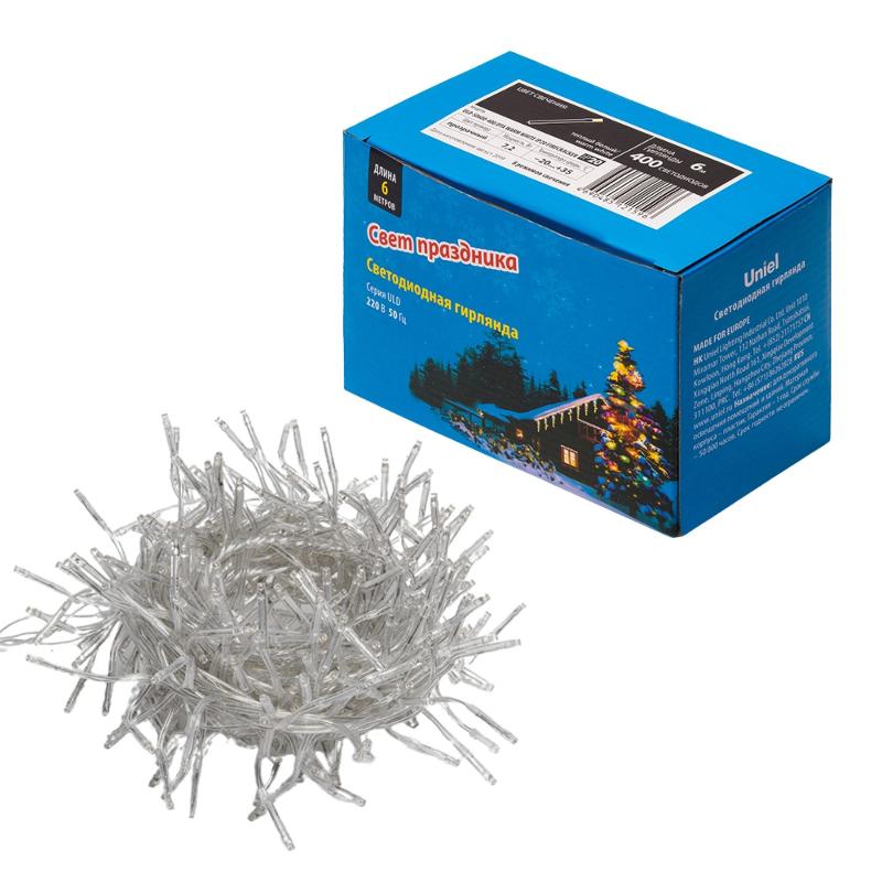 Гирлянда светодиодная с контоллером Фейерверк  ULD-S0600-400/DTA WARM WHITE IP20 FIRECRACKER   6м 400 диодов 3000К шнур прозр