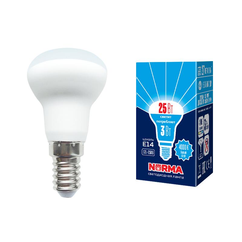 Лампа светодиодная LED-R39-3W/4000K/E14/FR/NR LED. "Рефлектор", матовая. Серия Norma. 4000K