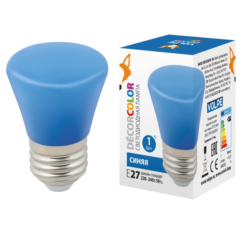 Лампа светодиодная LED-D45-1W/BLUE/E27/FR/С BELL декоративная LED. "Колокольчик", матовая. Цвет синий