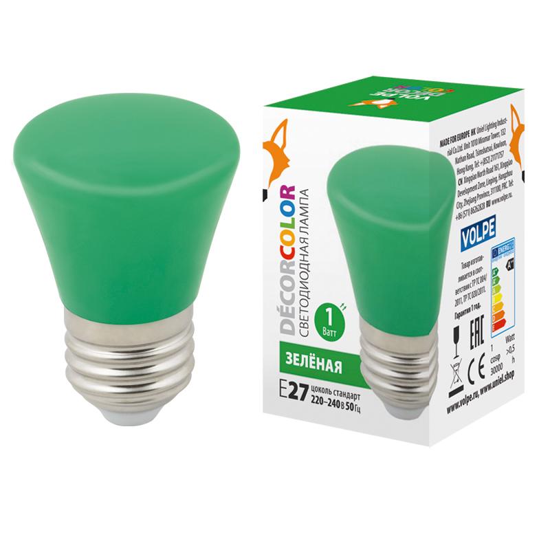 Лампа светодиодная LED-D45-1W/GREEN/E27/FR/С BELL декоративная LED. "Колокольчик", матовая. Цвет зеленый