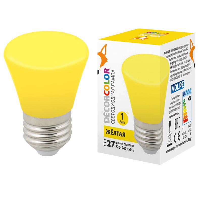 Лампа светодиодная LED-D45-1W/YELLOW/E27/FR/С BELL декоративная LED. "Колокольчик", матовая. Цвет желтый