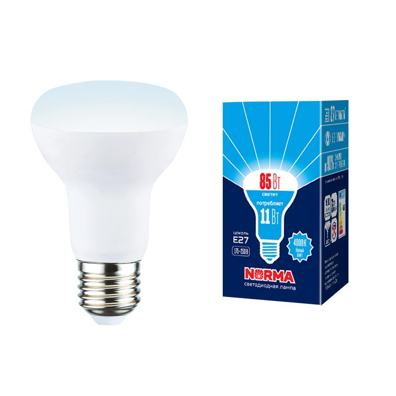 Лампа светодиодная LED-R63-11W/4000K/E27/FR/NR LED. "Рефлектор", матовая. Серия Norma. 4000K