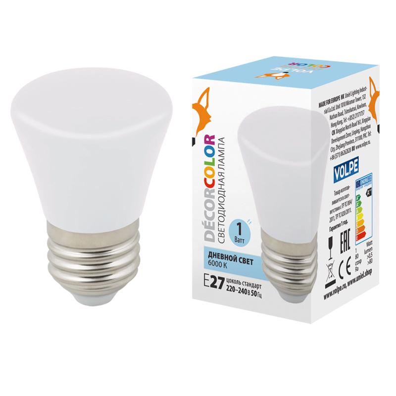 Лампа светодиодная LED-D45-1W/6000K/E27/FR/С BELL декоративная LED. "Колокольчик", матовая. Дневной свет 6000K