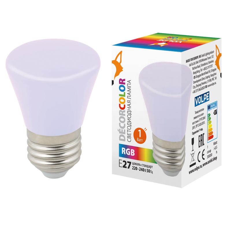Лампа светодиодная LED-D45-1W/RGB/E27/FR/С BELL декоративная LED. "Колокольчик", матовая. Цвет RGB
