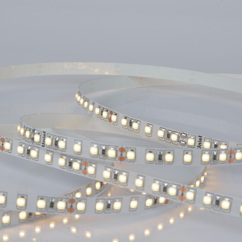 Лента светодиодная теплый свет 3000K ULS-2835-120LED/m-8mm-IP20-DC24V-9,6W/m-5M-3000K