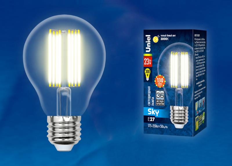 Лампа светодиодная LED-A70-23W/3000K/E27/CL PLS02WH LED. "груша" прозр. Серия Sky. 3000К .