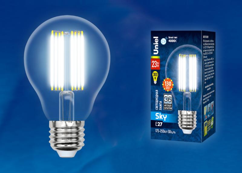 Лампа светодиодная LED-A70-23W/4000K/E27/CL PLS02WH LED. "груша" прозр. Серия Sky. 4000К .