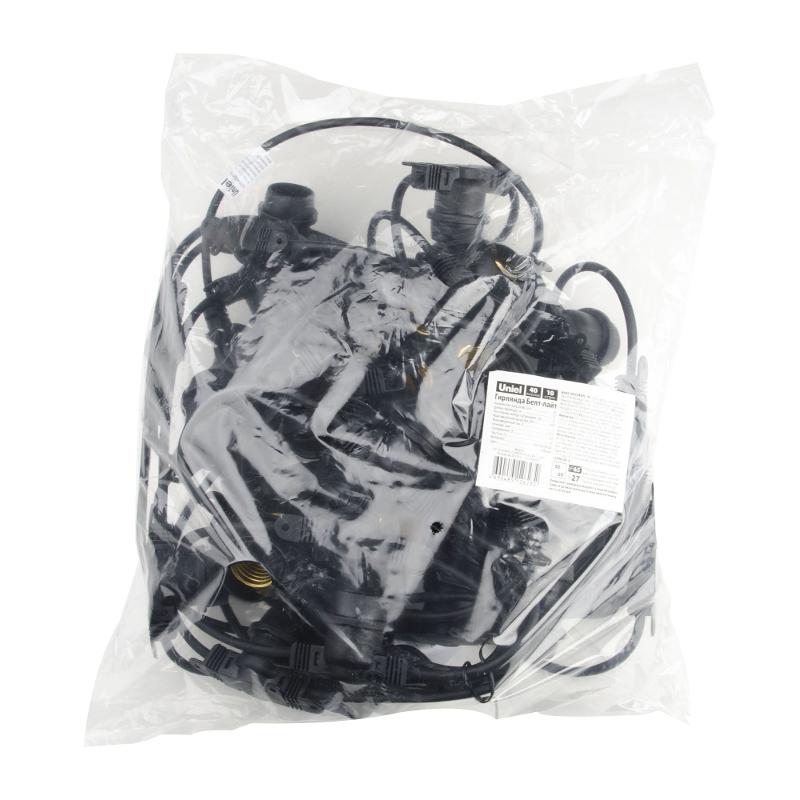 Гирлянда Белт-лайт  UDL-K110 40/E27/10M IP65 BLACK BELT-LIGHT  10 м + 1,5м сетевой шнур. 40 патронов E27, шаг 25см. Чёрная