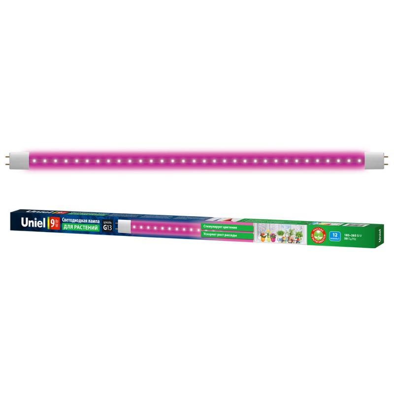 Лампа светодиодная LED-T8-9W/SPSB/G13/CL PLP30WH LED для растений. "T8", прозр. Спектр для рассады и цветения
