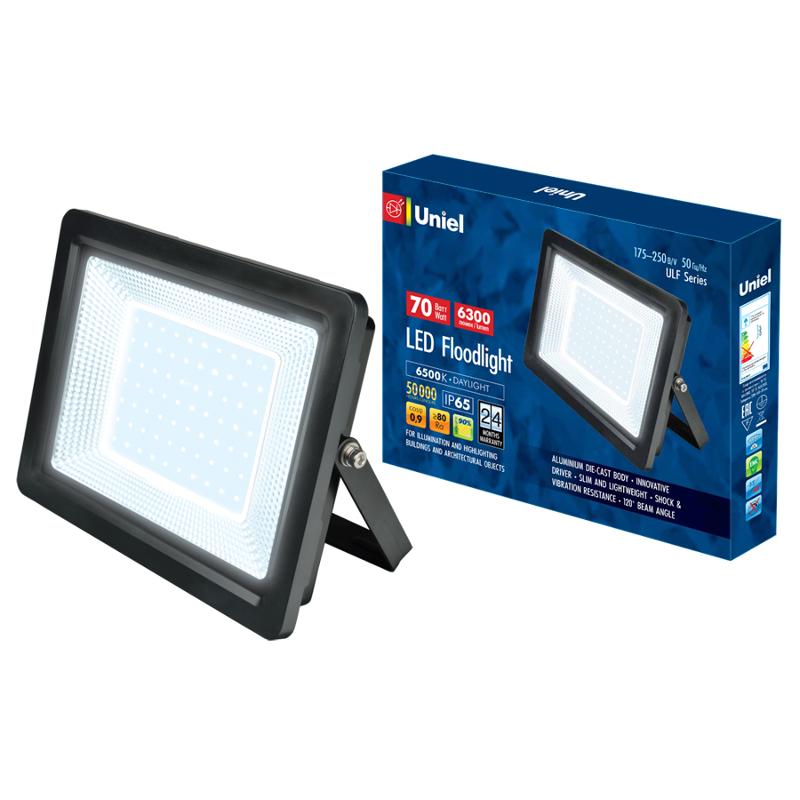 Прожектор светодиодный  ULF-F19-70W/6500K IP65 175-250В BLACK  6500К, черный