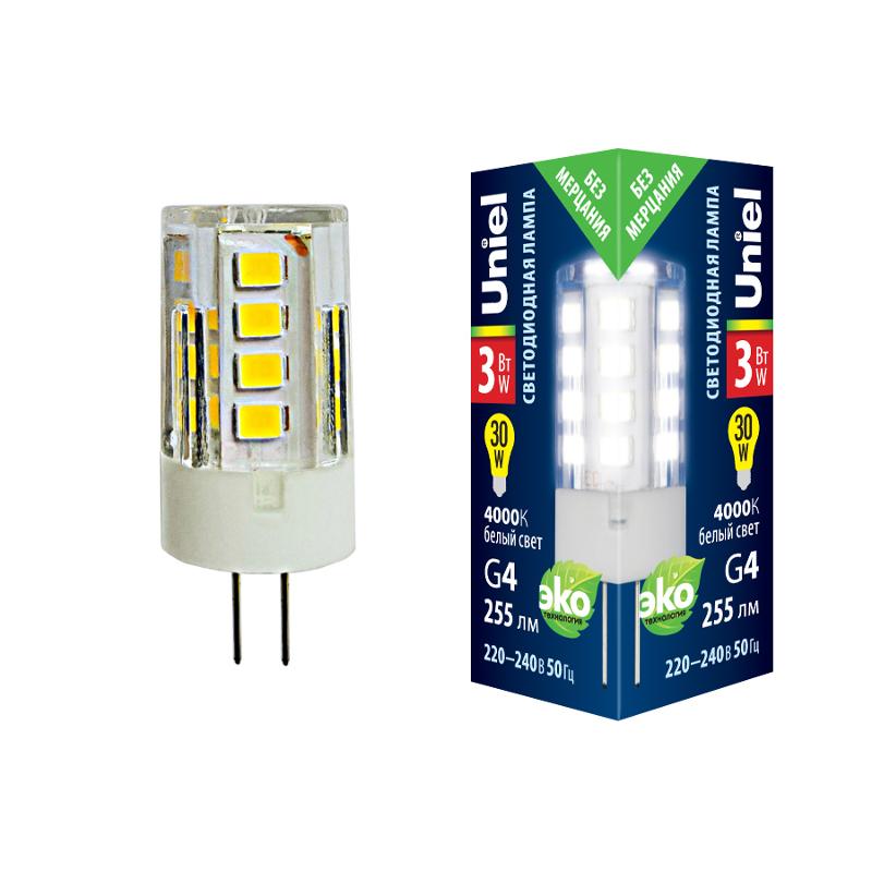Лампа светодиодная LED-JC-220/3W/4000K/G4/CL GLZ09TR LED, прозр 4000К