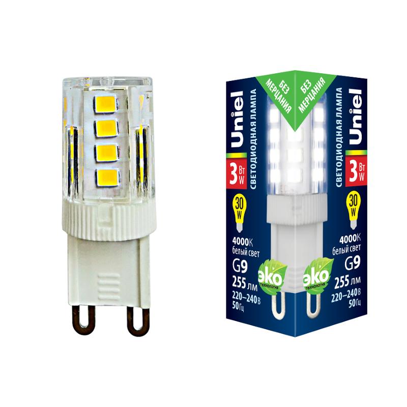 Лампа светодиодная LED-JCD-3W/4000K/G9/CL GLZ09TR LED, прозр 4000К