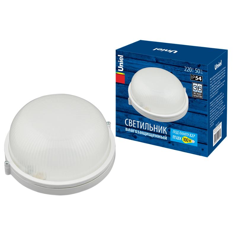 Светильник пылевлагозащищенный для ЖКХ под лампу Е27 UWL-R01 100W/E27 IP54 WHITE Круг