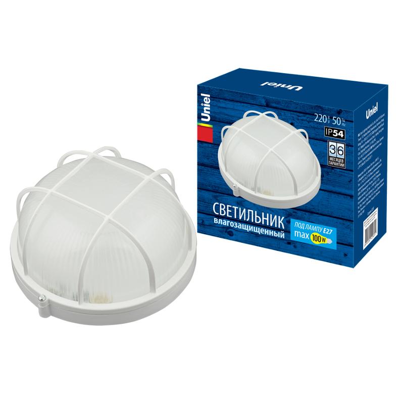 Светильник пылевлагозащищенный для ЖКХ под лампу Е27 UWL-R02 100W/E27 IP54 WHITE Kруг/Решетка