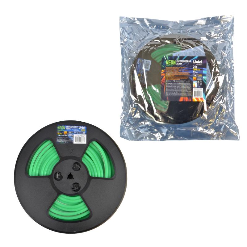 Светодиодная лента ULS-N11-2835-120LED/m-8mm-IP67-DC24V-10W/m-15M-GREEN катушка в герметичной упаковке