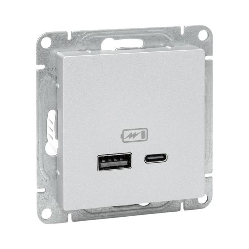 Механизм розетки USB-A+С, алюминий Эпика EKF