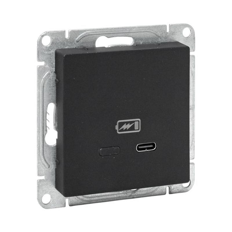 Механизм розетки USB-С, быстрая, чёрная Эпика EKF