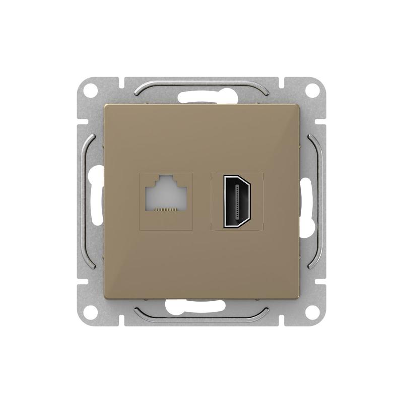 Механизм розетки HDMI+RJ45 (cat5), шамп…