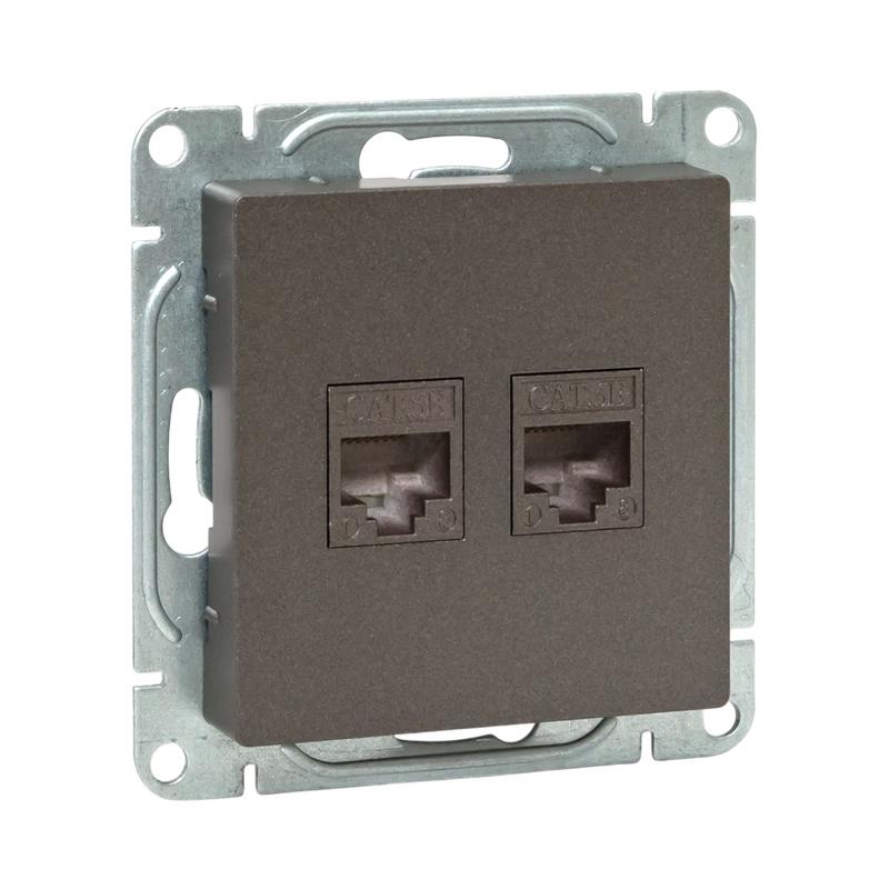 Механизм розетки RJ45 - 2шт, (cat5), мокко Эпика