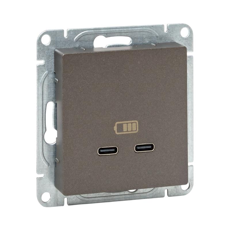 Механизм розетки USB-C - 2шт, мокко Эпика