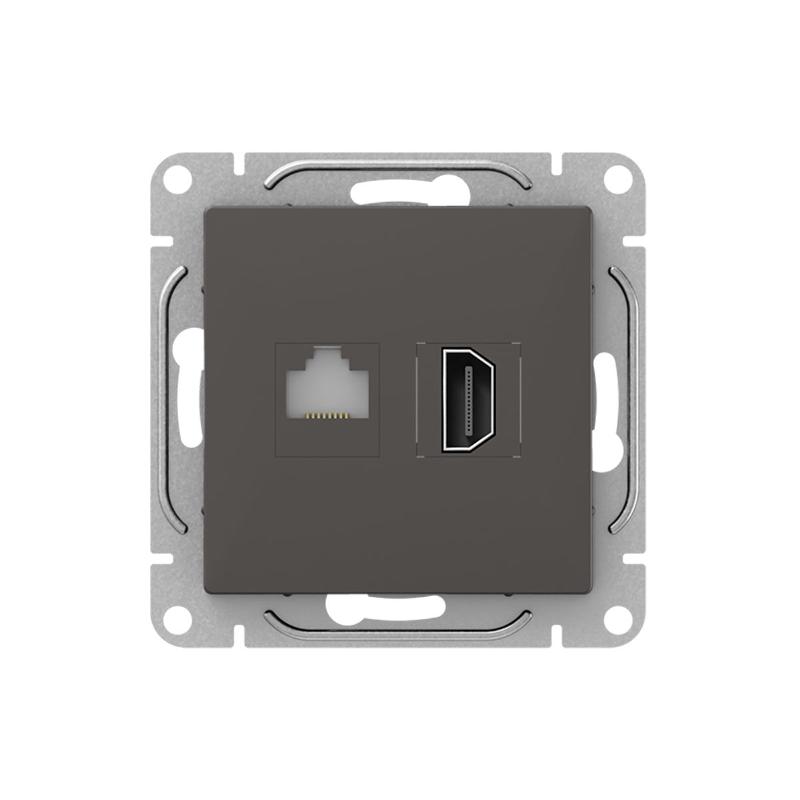 Механизм розетки HDMI+RJ45 (cat5), мокко Эпика